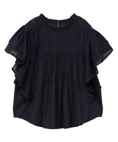 earth music&ecology フリルピンタック半袖ブラウス