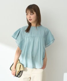 earth music&ecology フリルピンタック半袖ブラウス