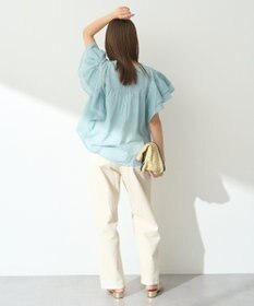 earth music&ecology フリルピンタック半袖ブラウス