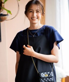 組曲 L 【洗える・シワになりにくい】リネン混オックスストレッチ キャミワンピース