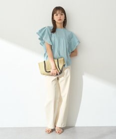 earth music&ecology フリルピンタック半袖ブラウス