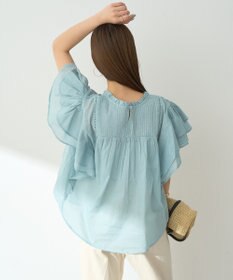earth music&ecology フリルピンタック半袖ブラウス