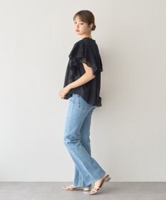 earth music&ecology フリルピンタック半袖ブラウス