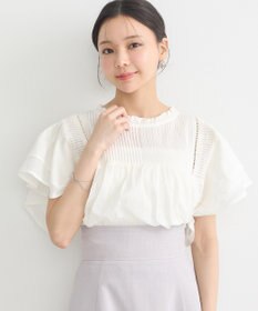 earth music&ecology フリルピンタック半袖ブラウス