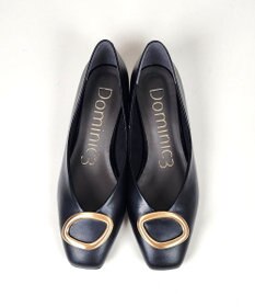 Dominic3 デザインバックル ローヒール レザーパンプス