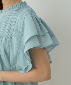 earth music&ecology フリルピンタック半袖ブラウス