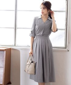 Tiaclasse L 【洗える】小顔効果も期待できるスキッパーシャツワンピース