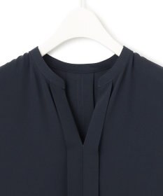 ICB 【新色追加・接触冷感・UVケア・速乾・洗える】BackSatinAmunzen  5分袖 キーネックブラウス