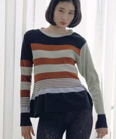 TRICOTE ボーダーリブニット