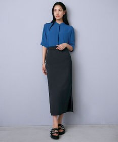 ICB L 【人気のため新色追加・接触冷感・UVケア・速乾・洗える】BackSatinAmunzen 5分袖バンドカラーブラウス