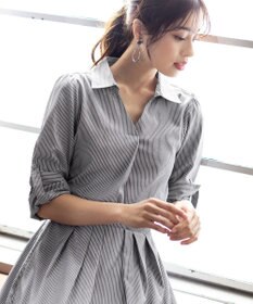 Tiaclasse L 【洗える】小顔効果も期待できるスキッパーシャツワンピース