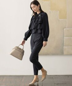 組曲 【KUMIKYOKU NAVY】コンフォータブルドレープフリル テーパードパンツ