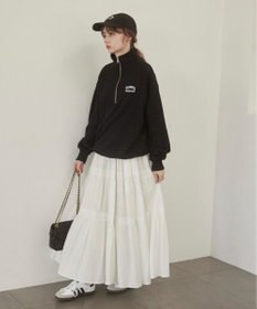 WEGO 【ANGIE VINTAGE】ワンポイント刺繍ハーフZIPスウェットプルオーバー