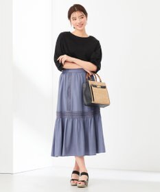 ANY SIS 【洗える】レースポイントティアード スカート