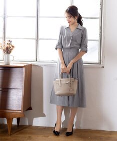 Tiaclasse L 【洗える】小顔効果も期待できるスキッパーシャツワンピース