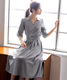 Tiaclasse L 【洗える】小顔効果も期待できるスキッパーシャツワンピース