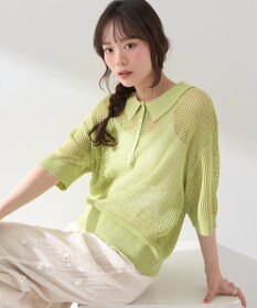 earth music&ecology メッシュポロニットプルオーバー