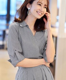 Tiaclasse L 【洗える】小顔効果も期待できるスキッパーシャツワンピース