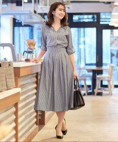 Tiaclasse L 【洗える】小顔効果も期待できるスキッパーシャツワンピース