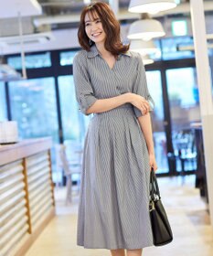 Tiaclasse L 【洗える】小顔効果も期待できるスキッパーシャツワンピース