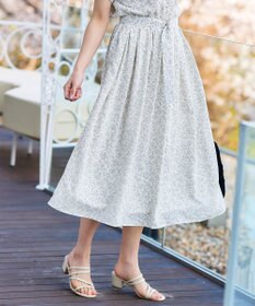 Tiaclasse 【洗える】花柄タックフレンチスリーブワンピース