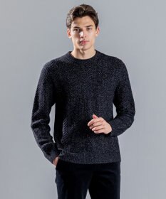 JOSEPH HOMME メランジヘリンボンストライプ　ケーブルニット