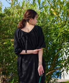 Tiaclasse 【洗える】後ろリボンバルーンスリーブワンピース