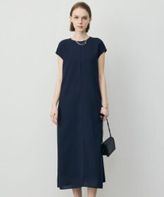ICB ドライアセテートスラブ フレンチスリーブワンピース ネイビー