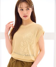 Feroux 【洗える】透かし編みニットトップス