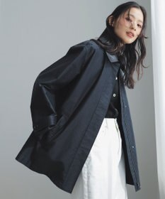 ICB 【配色襟取り外し可能】ライトモールスキン キルトライナー付きステンカラーコート ネイビー系