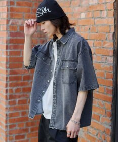 WEGO 【ユニセックス着用ITEM/MLサイズ展開】カラーデニムシャツ（SS）