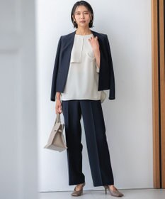 23区 L 【洗える】ストレッチジョーゼット ケープデザイン カットソー