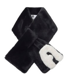 MOONBAT FURLA バイカラーロゴフェイクファーマフラー