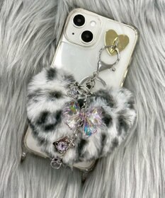 WEGO ファーハートビーズチャームキーホルダー