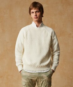 JOSEPH ABBOUD 【和紙使用エコ素材/日本素材/軽量/通気性/速乾性】和紙ムリネ ニット クルーネック ニット アイボリー系