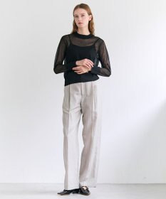 BEIGE， ERYTH / リネンストライプ タックワイドパンツ