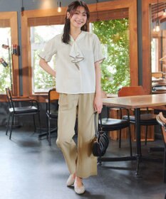 Tiaclasse 綿混リンクル加工ワイドパンツ