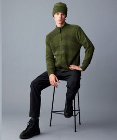 JOSEPH ABBOUD MOUNTAIN 【イタリア糸使用/軽量】ブークレーカモフラージュ  ニット ブルゾン