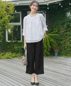 Tiaclasse 綿混リンクル加工ワイドパンツ