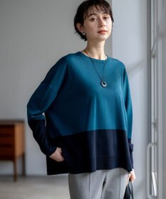 23区 【洗える】ウーステッドウール カラーブロック ニット