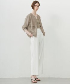 ICB 【接触冷感・速乾・洗える】 リヨセルナイロンワッシャー ノーカラーブルゾン