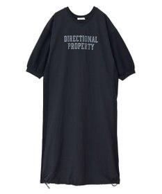 Green Parks ７分袖裏毛ドッキングロゴワンピース