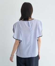 YECCA VECCA 配色ラッフルスリーブブラウス