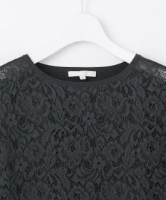 自由区 【洗える】クレープストレッチレースコンビ ニット