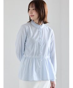 Te chichi パール釦スタンドフリルペプラムブラウス