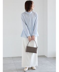 Te chichi パール釦スタンドフリルペプラムブラウス