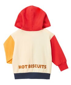 MIKI HOUSE HOT BISCUITS 【80-120cm】 マルチカラー配色切り替え ロゴパーカー
