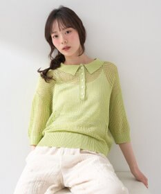 earth music&ecology メッシュポロニットプルオーバー