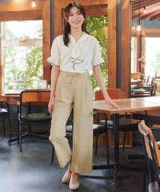 Tiaclasse 綿混リンクル加工ワイドパンツ