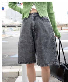 WEGO 【新色追加】ヴィンテージウォッシュデニムハーフパンツ